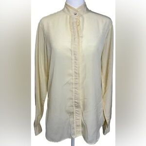 Vintage Size 12 Foxcroft Light Yellow Ruffle Edged Blouse